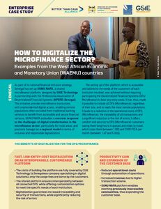 HOW TO DIGITALIZE THE MICROFINANCE SECTOR? Examples from the West African Economic and Monetary Union (WAEMU) countries
